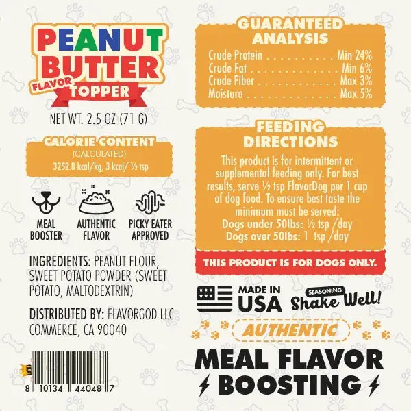Peanut Butter Flavored - Dog Food Topper - Flavor God
