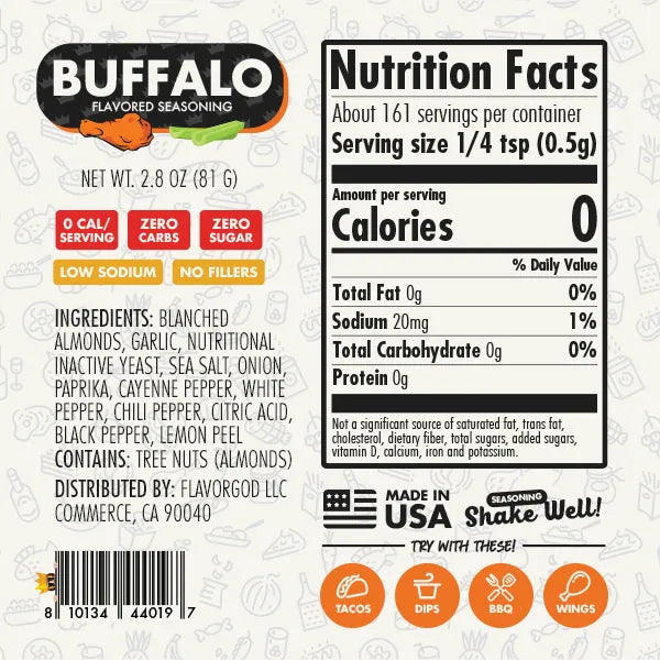 Nutrition label and ingredients for 