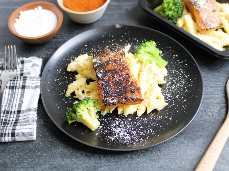 Spicy Blackened Salmon Alfredo