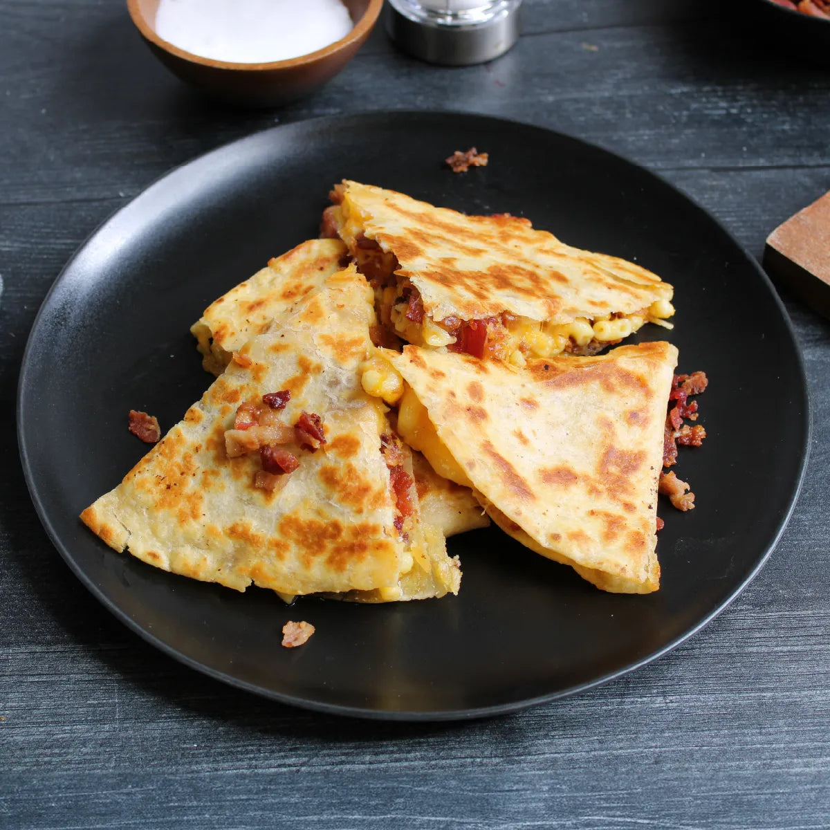 Cheesy Bacon Twirl Quesadilla